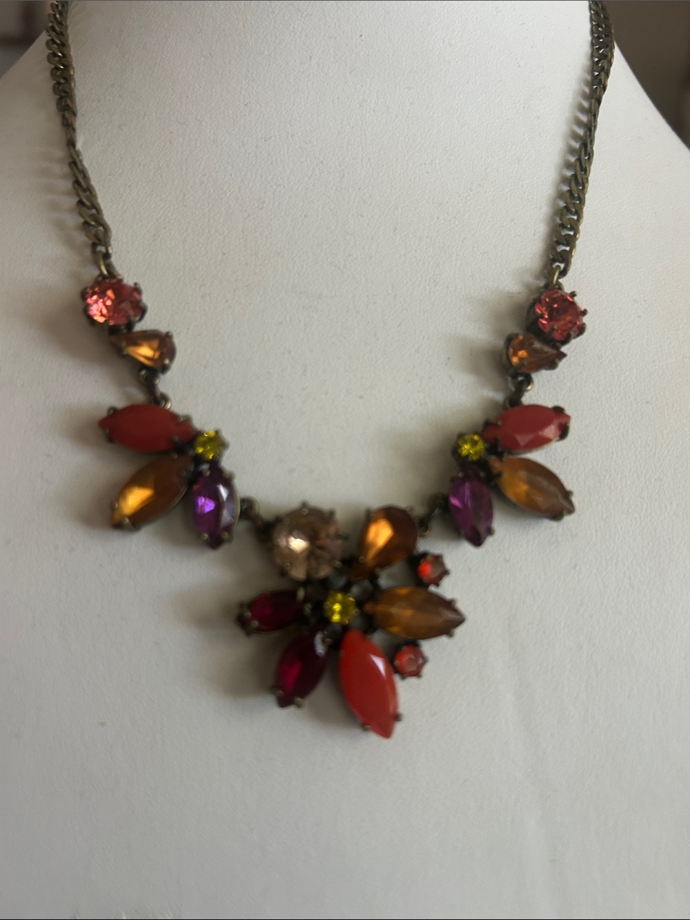 Chloe + Isabel Multicolor Crystal Floral Bib Necklace - Orange, Purple, Yellow - Picture 3 of 6